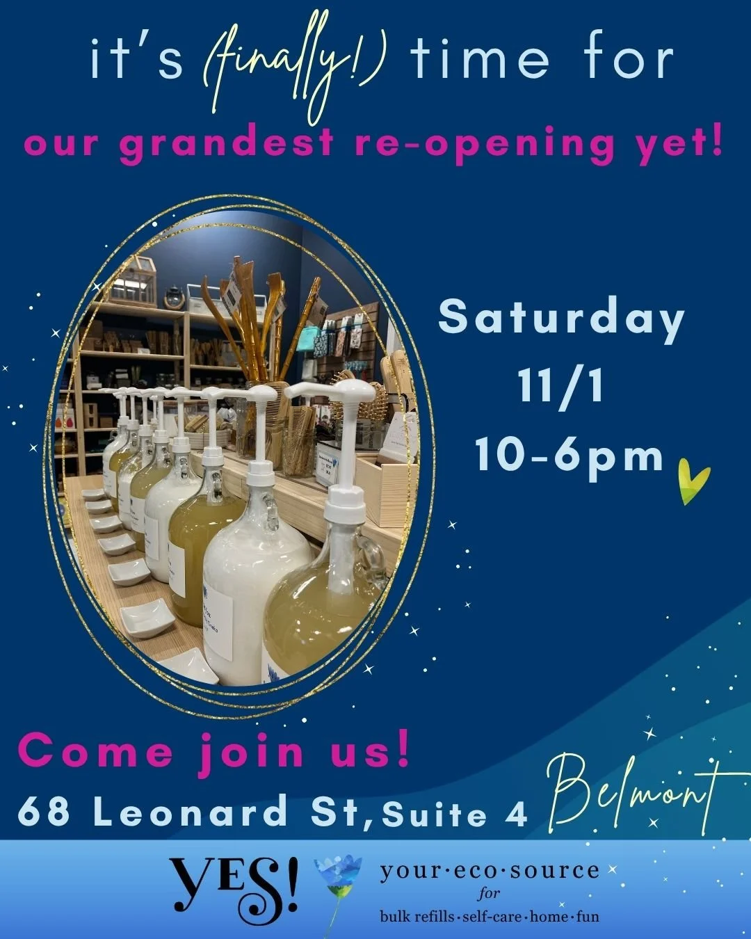 It&rsquo;s happening! After an interminably long nine (!!!) weeks, we are thrilled to finally re-open our doors!

While we will be open 10-6 Thursday and Friday this week, our official celebration is Saturday - complete with cupcakes, streamers, and 