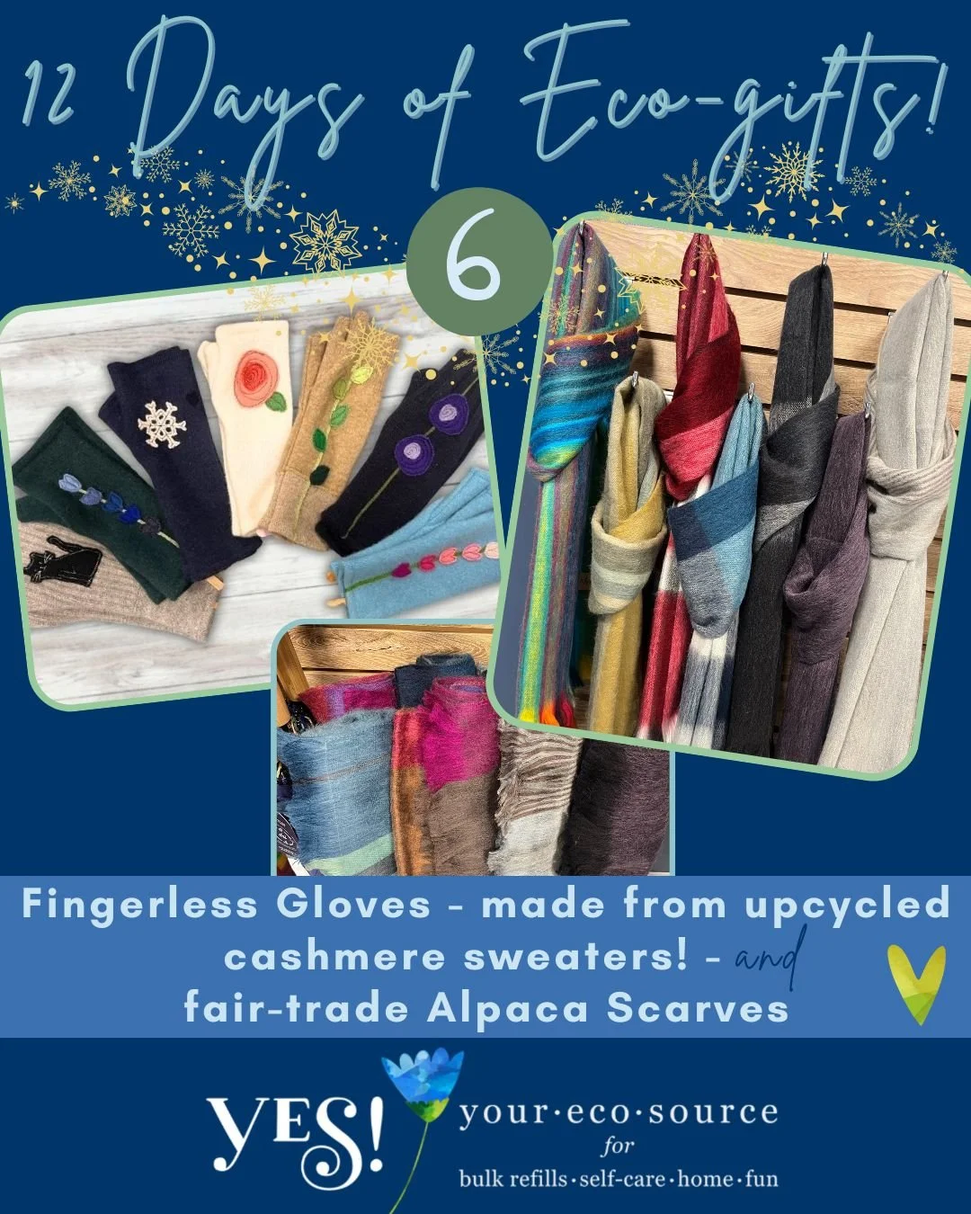 On this snowy Sunday, we bring you these cozy ideas: the amazingly soft fingerless gloves made from upcycled cashmere sweaters by the fabulous folks @sardineclothing and equally soft &amp; warm fair-trade alpaca scarves from the kindest crew over @me