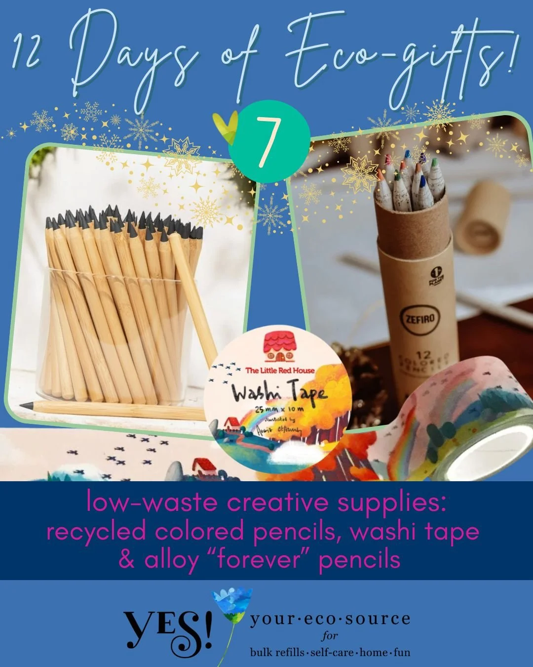 Seeking stocking stuffers or gift inspiration for your crafty eco-minded people? 
You guessed it&hellip;. we&rsquo;ve got you covered!

From @zefirowaste 12 pack of colored pencils (casing made not from virgin wood, but instead from 100% recycled new