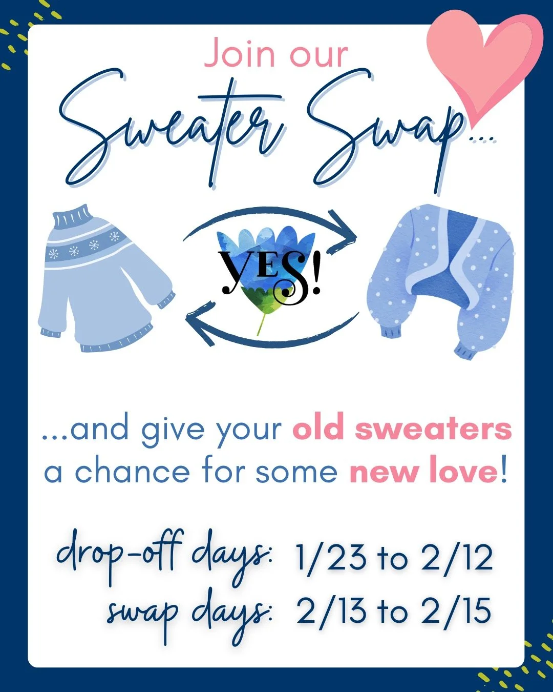 2nd Annual Sweater Swap is in full swing!!