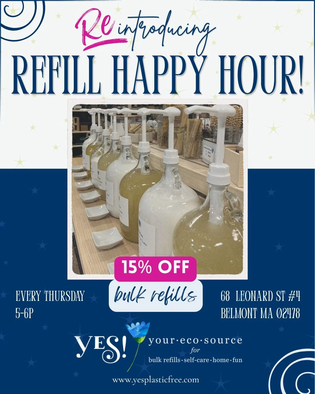 It's baaa-aaack!

Every Thursday from 5-6p, starting tomorrow May 21, join us at our 68 Leonard St location for *Refill Happy Hour* and get 15% off all bulk refill items! 🍸