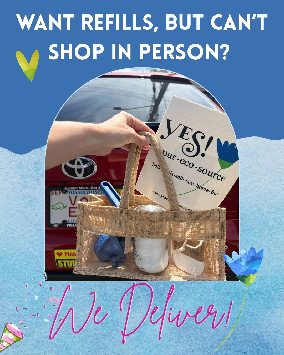 PSA: you can now get your bulk refill products delivered to your door! 

We launched a home delivery pilot this summer for households in Belmont + Arlington Area

Refill jars delivered biweekly, empties picked up, cleaned, and returned. Low-waste liv