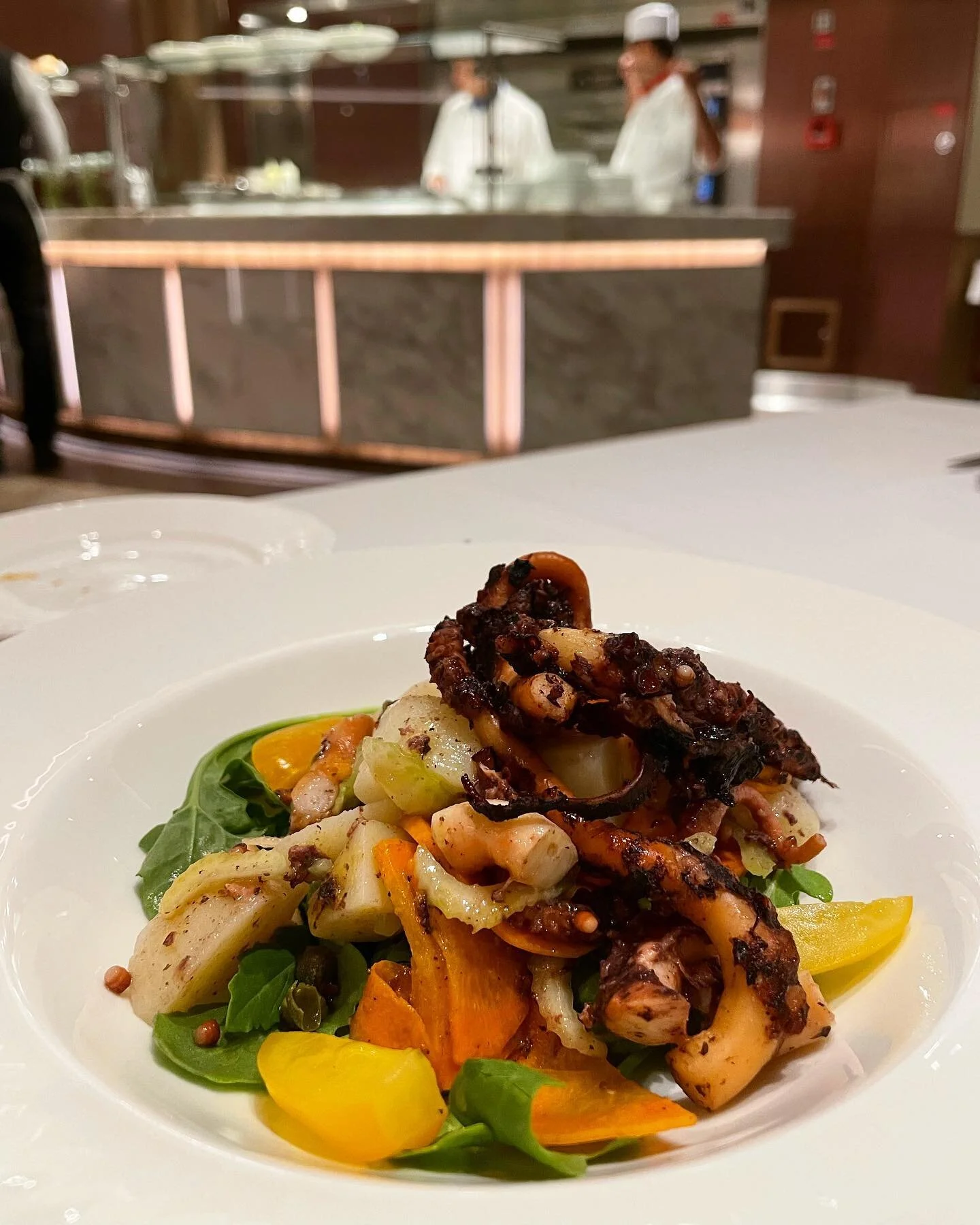 Travel to eat 🚢 
.
.
.
.
.
.
#yesadventures #muchlatergram #carnival #cruise #carnivalvenezia #ilviaggio #restaurant #octopus #salad #omnomnom #travel #travelmore #traveltheworld #canada #funitalianstyle @carnival