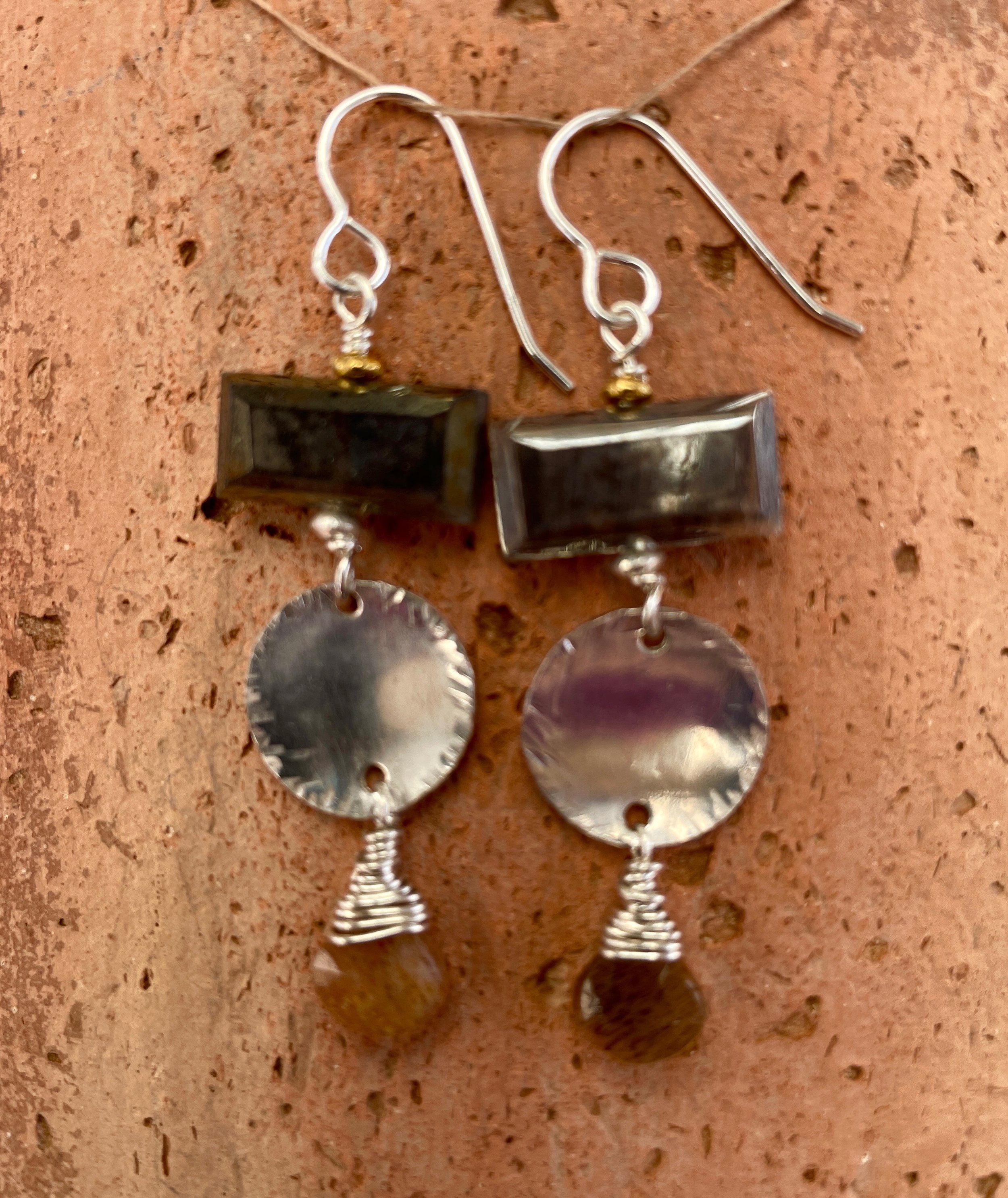 Moonstone and Rutile Quartz Earrings