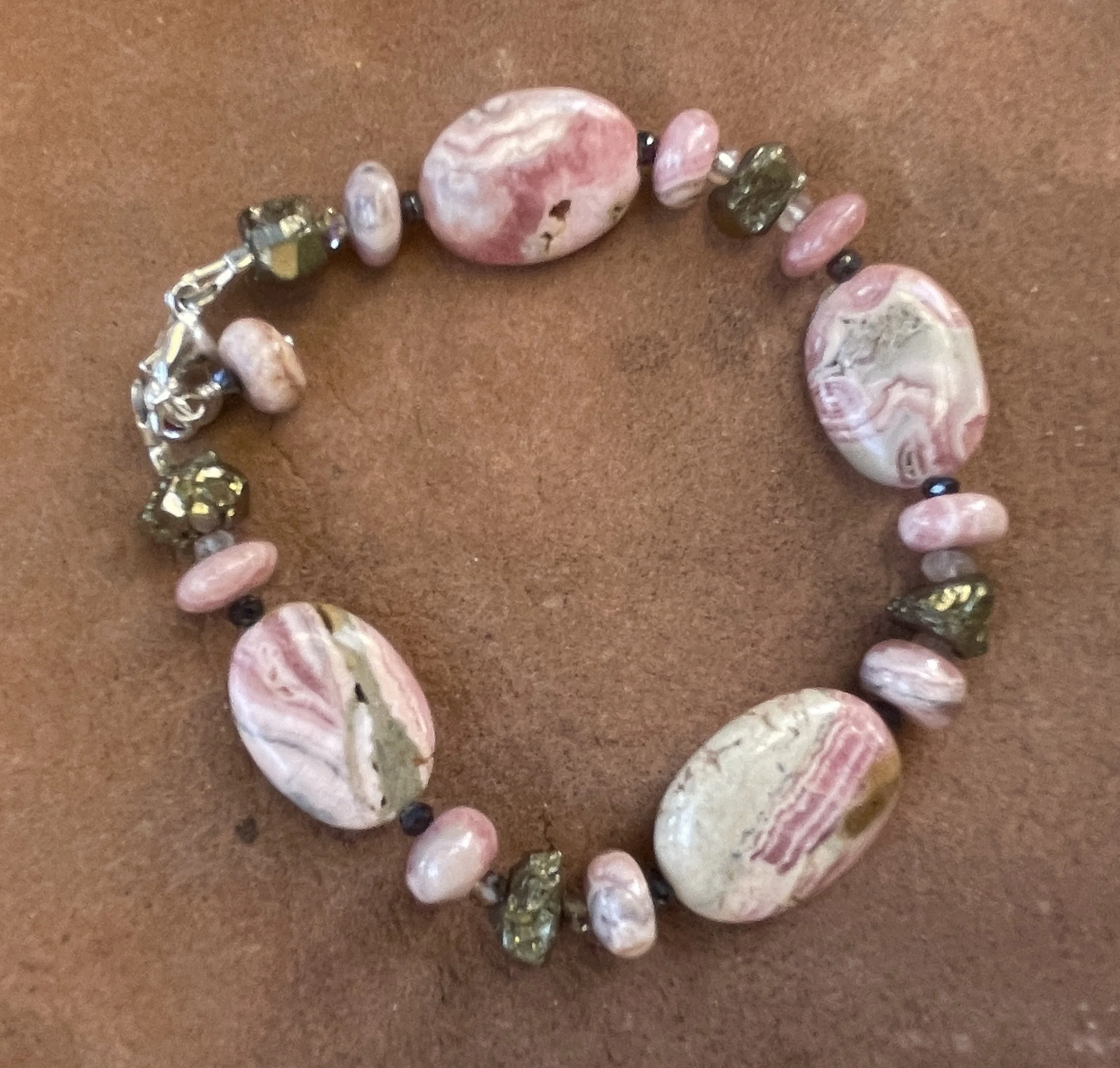 Rhodochrosite and Pyrite Bracelet