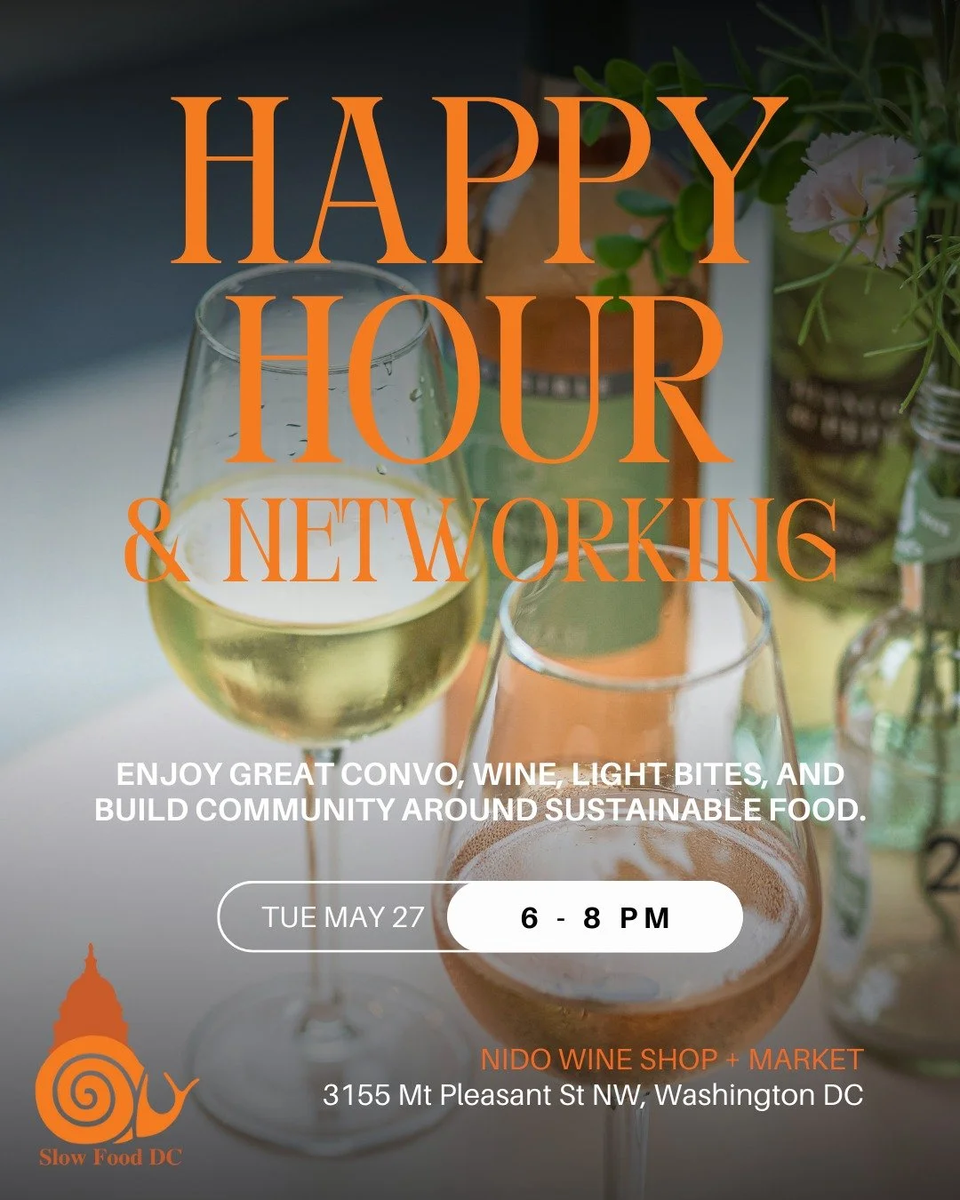 Join Slow Food DC for a relaxed and engaging evening with fellow food systems advocates, professionals, and changemakers! Whether you work in sustainable agriculture, food justice, policy, education, or just care deeply about the future of our food, 