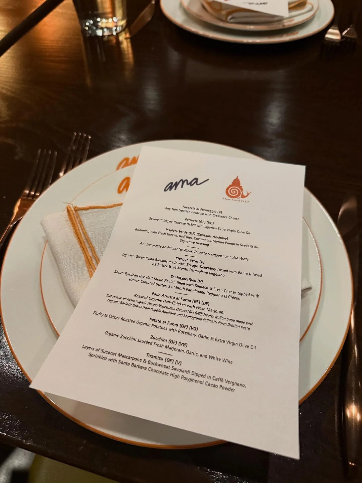 Slow Food DC was thrilled to partner with Chef Johanna Hellrigl of @amarestaurant.bar for a celebratory holiday feast. Ama created a special menu that showcased local farmers, artisanal Italian producers, and the Slow Food values of good, clean, and 