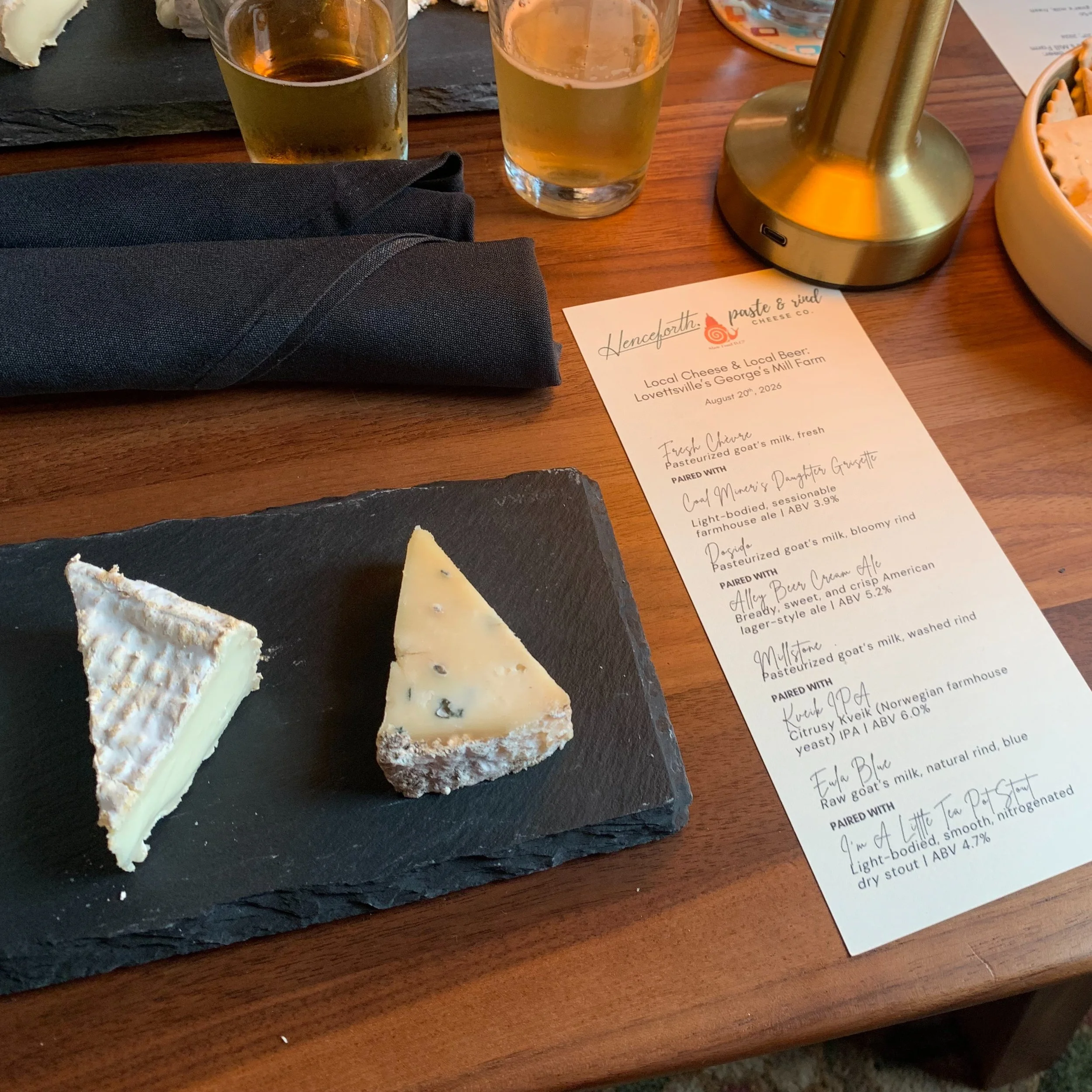 Earlier this month, Slow Food DC was thrilled to partner with Kara McGrath, owner of Snail of Approval-winner @pasteandrind, for a thoughtfully curated cheese and beer pairing event. The tasting featured four special cheeses from Virginia-based @geor