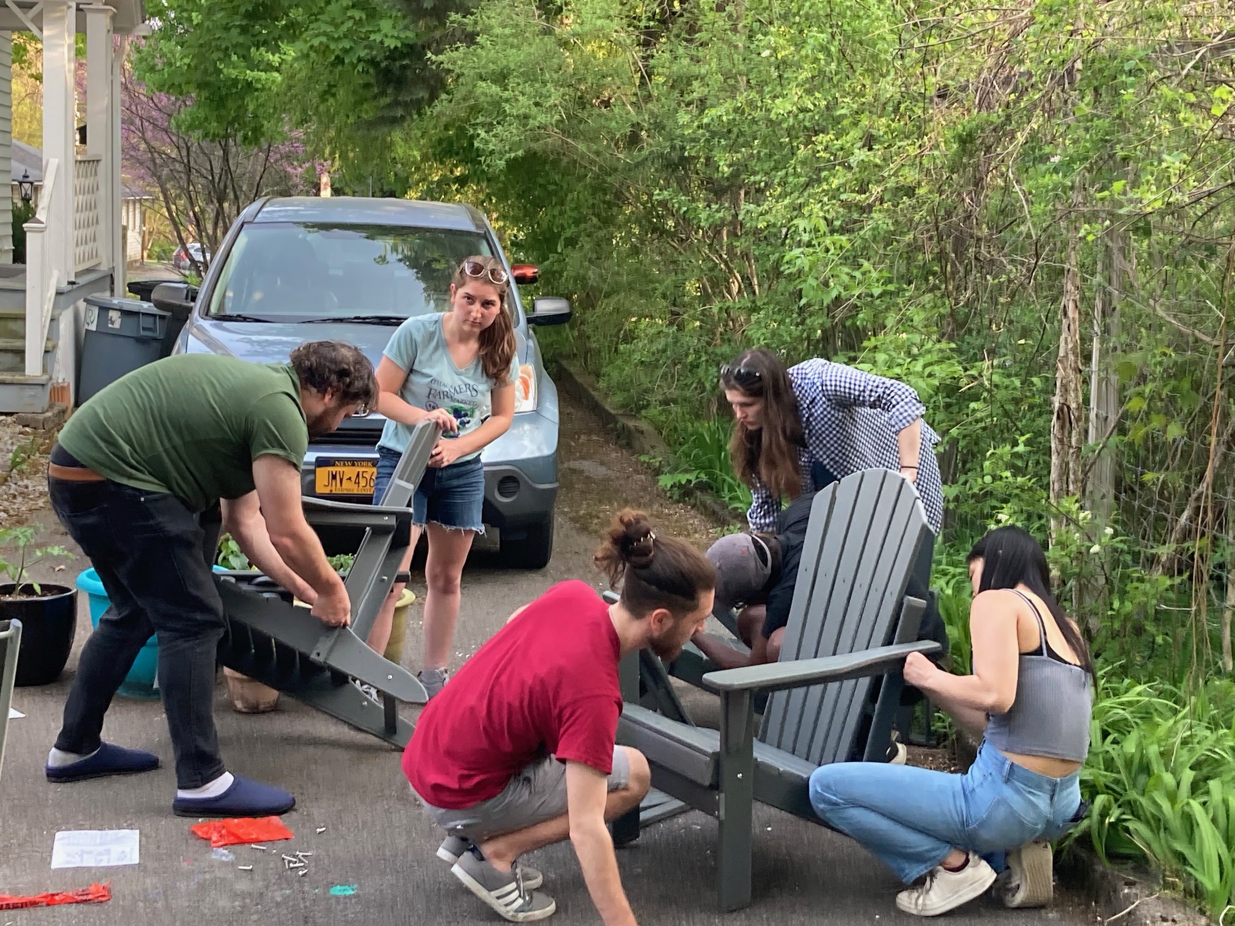 ECC students work on a project together
