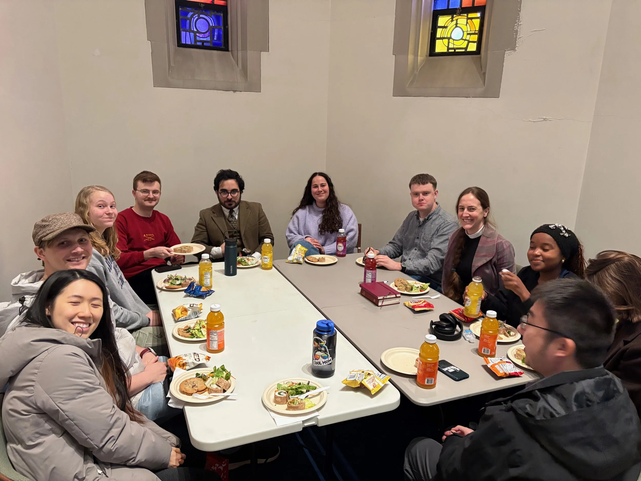 "Big Questions" Lenten conversation group meets for dinner in the chapel