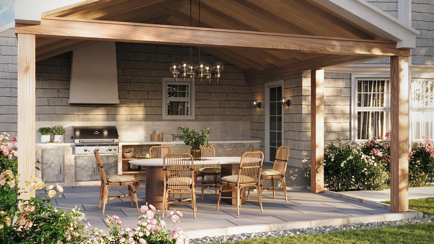 A rendering or a dream? This soon to be outdoor entertaining space is coming to life. 

#interiordesign #khs #kathrynhuntstudio #rendering #design #grill #outdoordining #patio