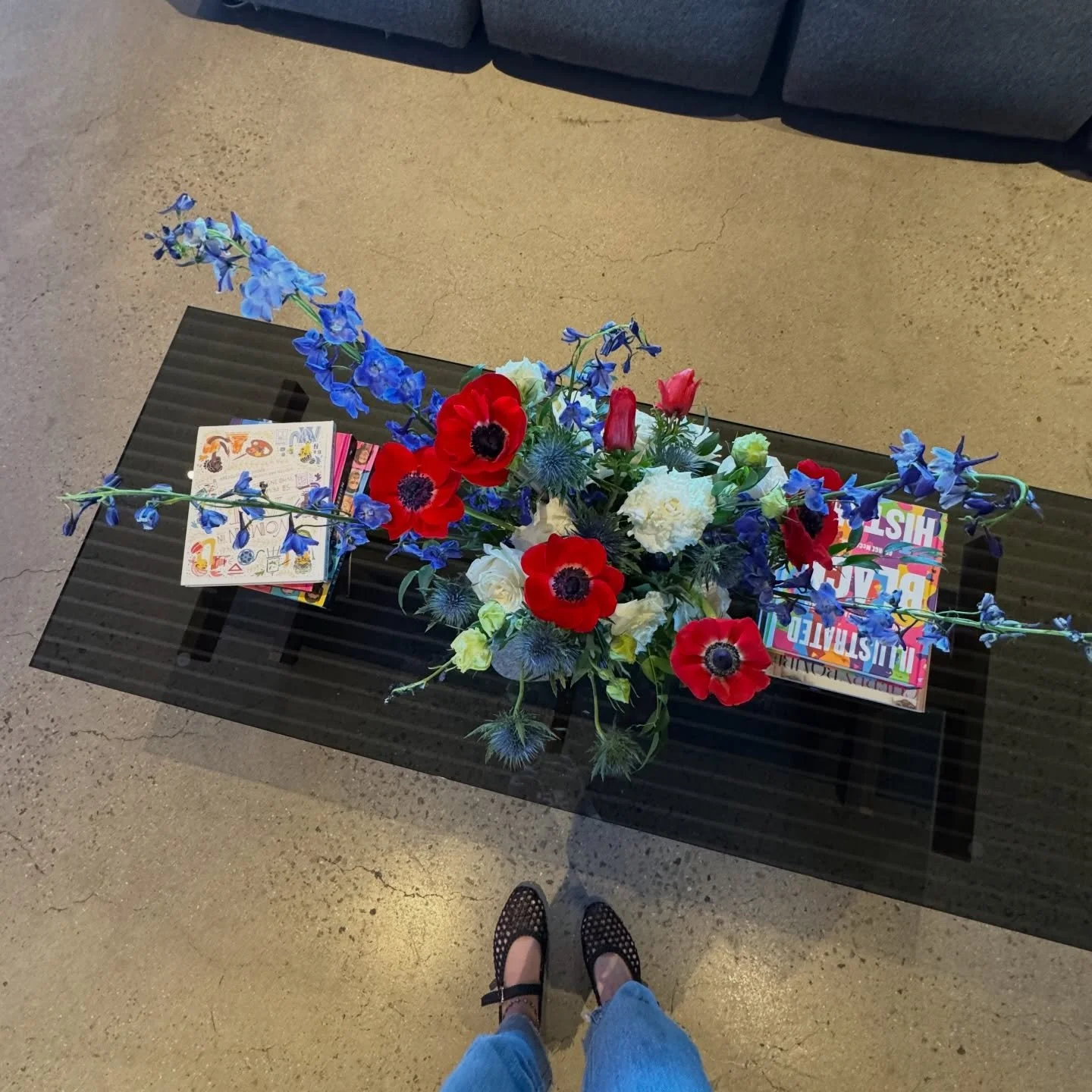 Hello from this custom order and my new flats! 👋🏼

I love when a client request a specific color pallet. It&rsquo;s a welcomed challenge. How can we make traditional color combinations more fun! More cool! More gorgeous! 

This red white and blue c