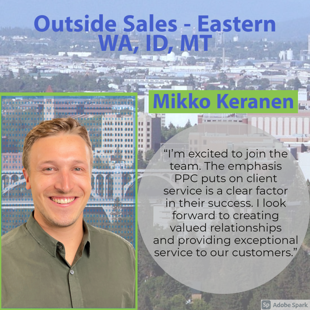 Mikko Keranen hired as Outside Sales - Eastern WA, Idaho, and Montana