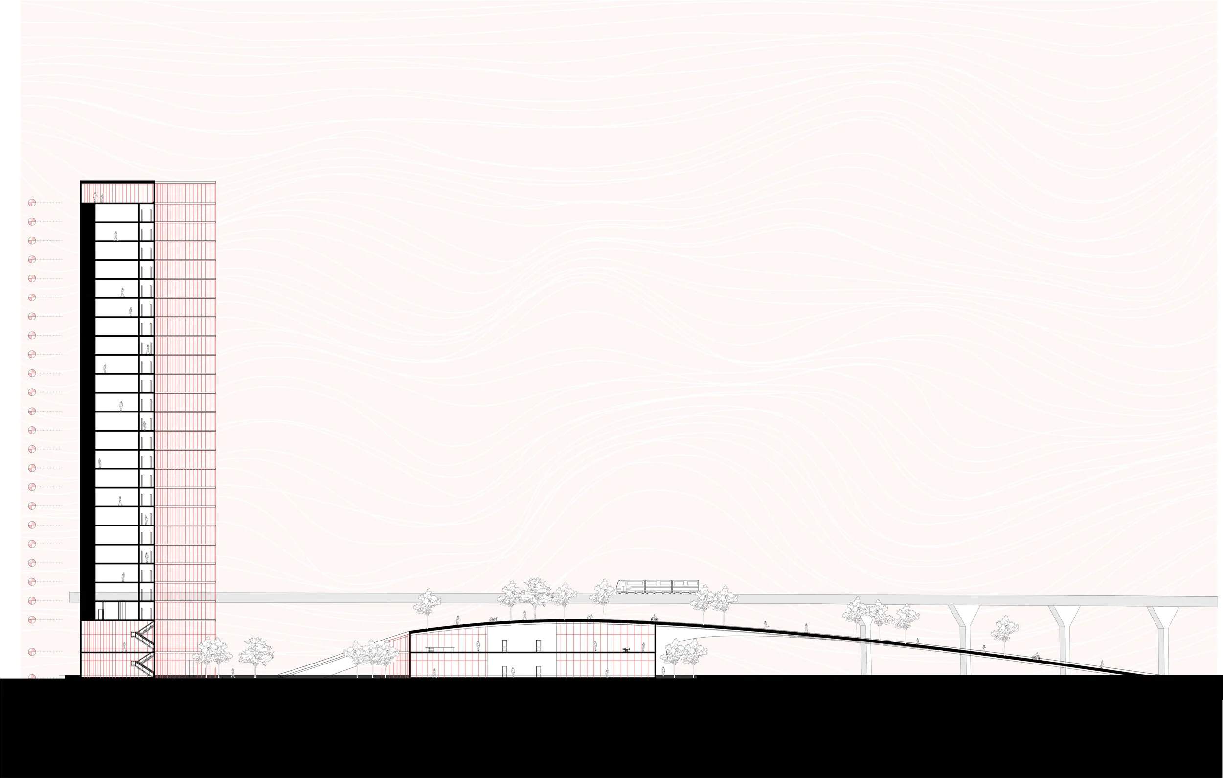Section of Residential Building and Connection Hub Building Proposals