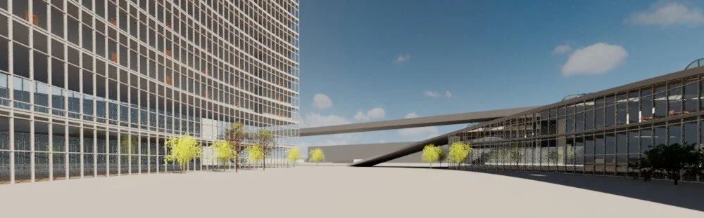 View of Public Square Between New Residential Proposal and Connection Hub