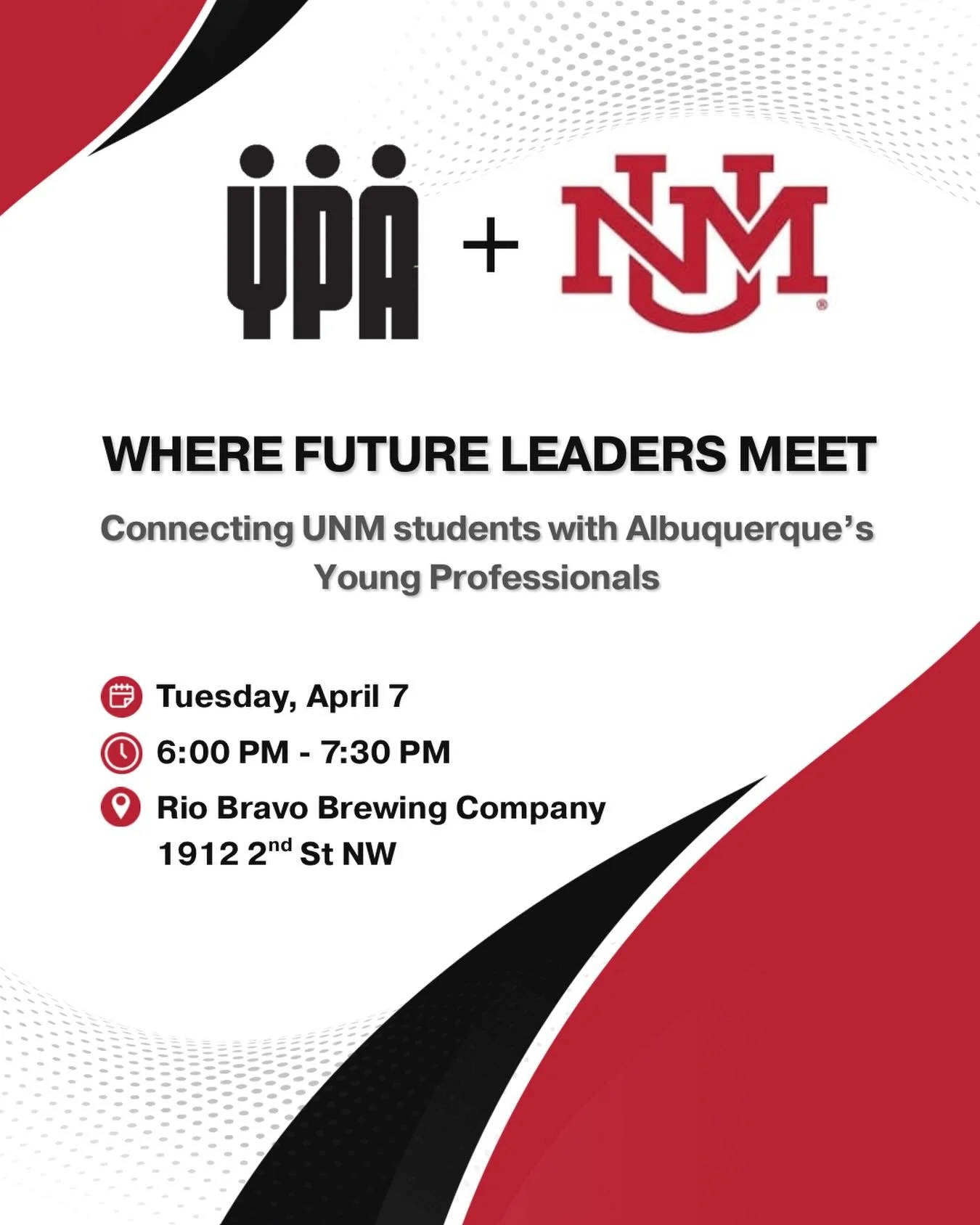 This is your opportunity to connect with the next generation of Albuquerque leaders 👏

We&rsquo;re bringing YPA members together with University of New Mexico students for an exclusive, limited-capacity networking experience at Rio Bravo Brewing.

F