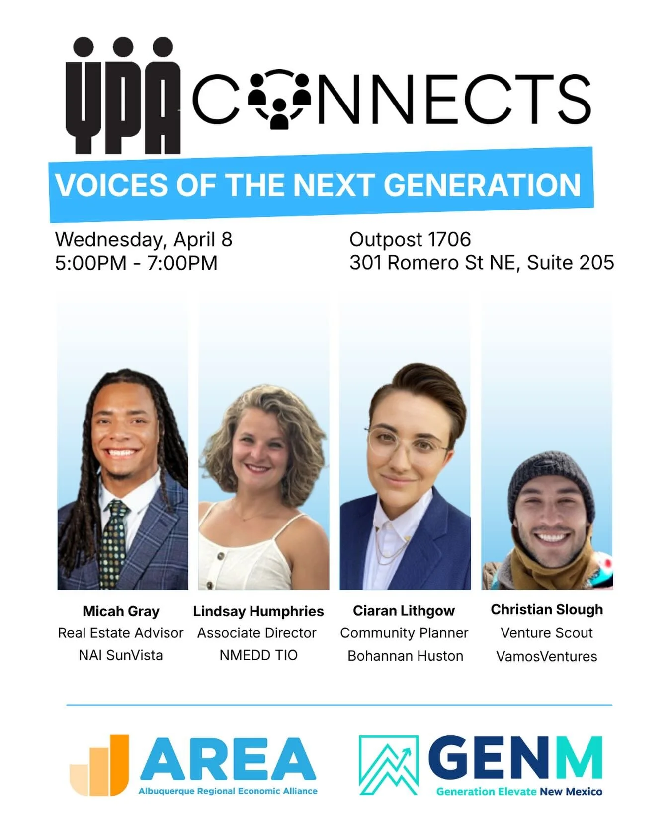 What does the future of Albuquerque look like and who&rsquo;s shaping it? 👀

Join YPA Connects for a powerful conversation with the next generation of leaders driving growth across our city. From economic development to startups and innovation, this