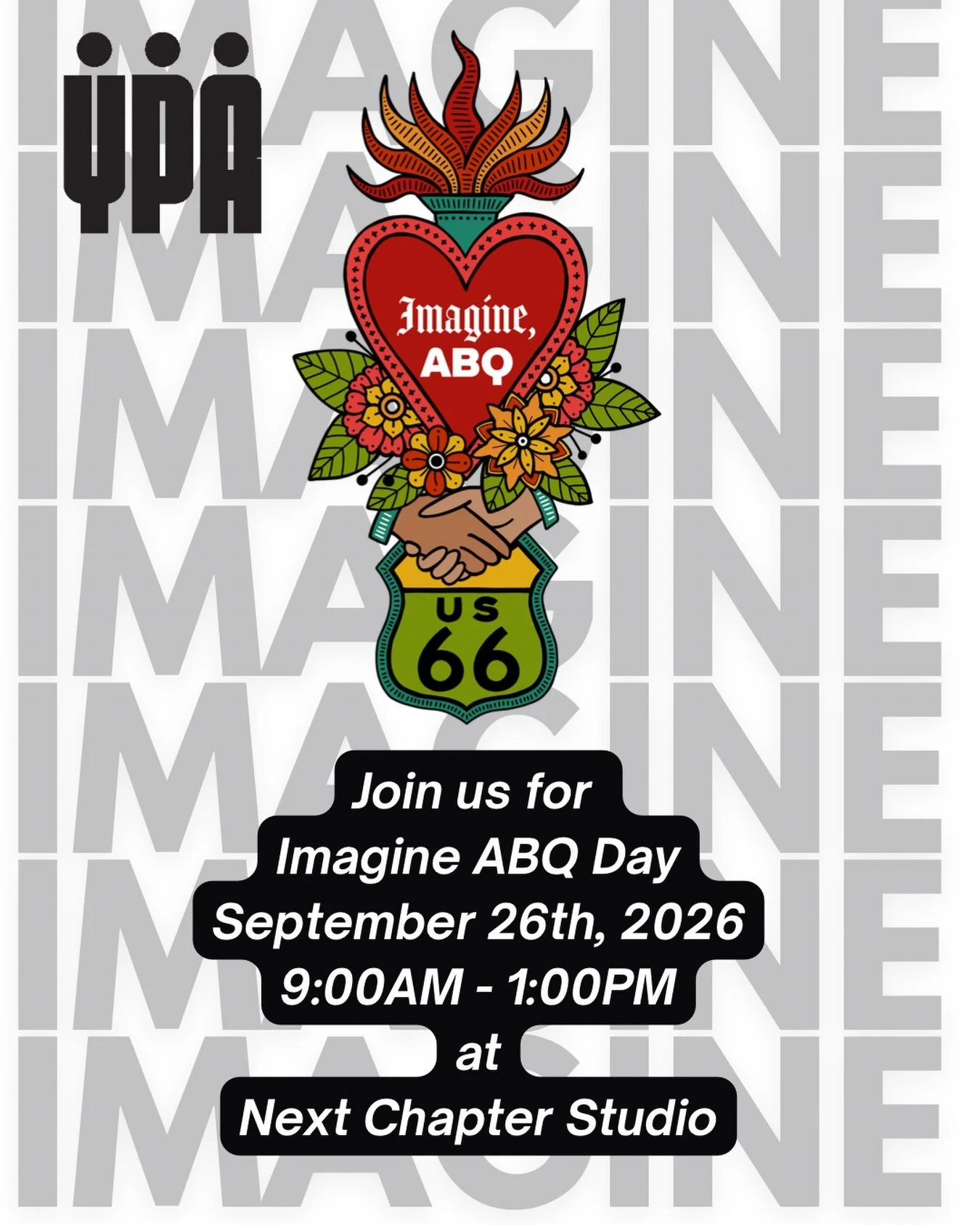 Join Young Professionals of Albuquerque for Imagine ABQ Day! 

Spend the morning giving back, connecting with other young professionals, and making an impact in our community at Next Chapter Studio.

Ready to volunteer with us? Register now &mdash; l