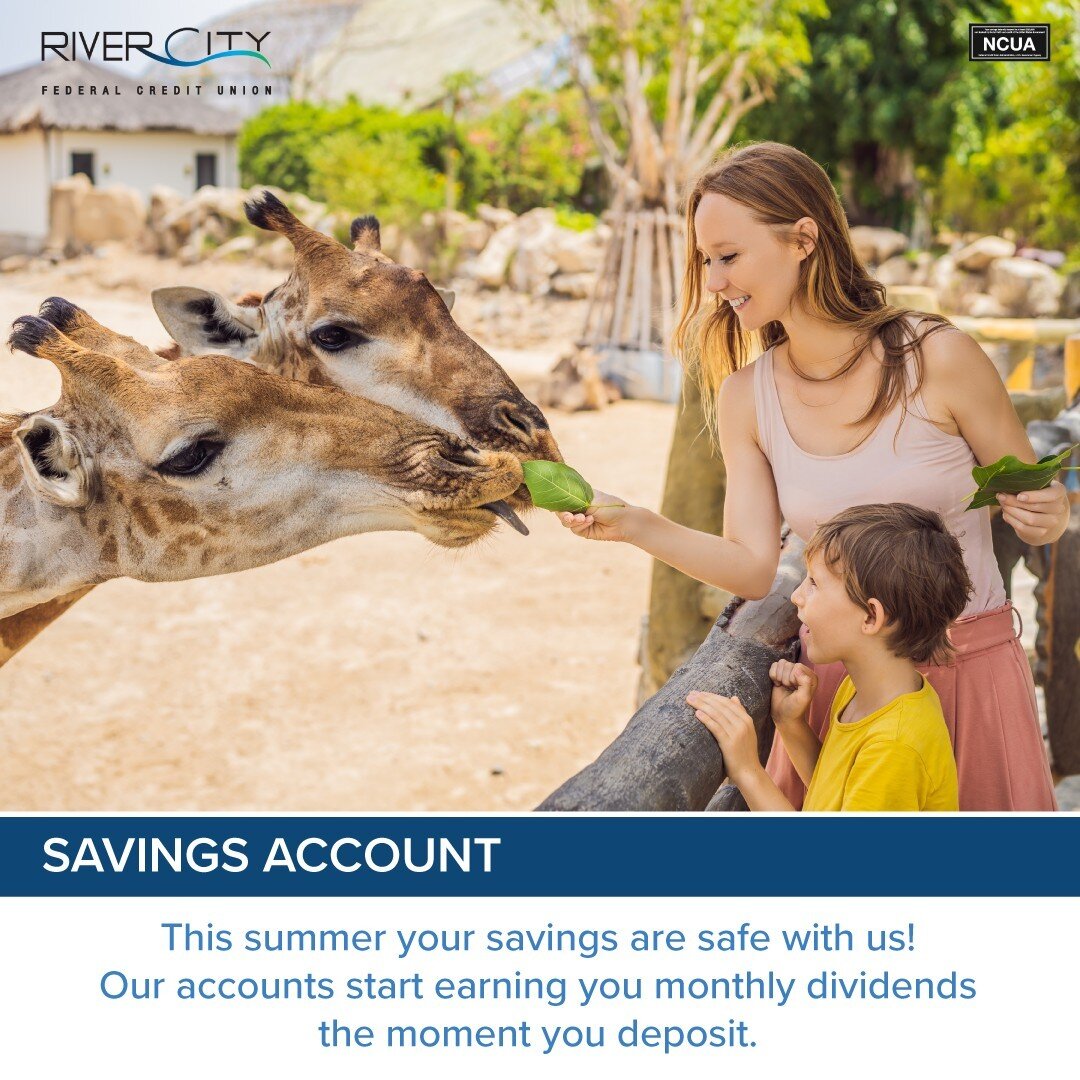 Summer is almost here and now is the time to save up for all the fun! Plan your family events ahead of time and get a head start on savings so you can relax and enjoy the summertime. ☀️

Open a savings account today at www.rivercityfcu.org/savings 

