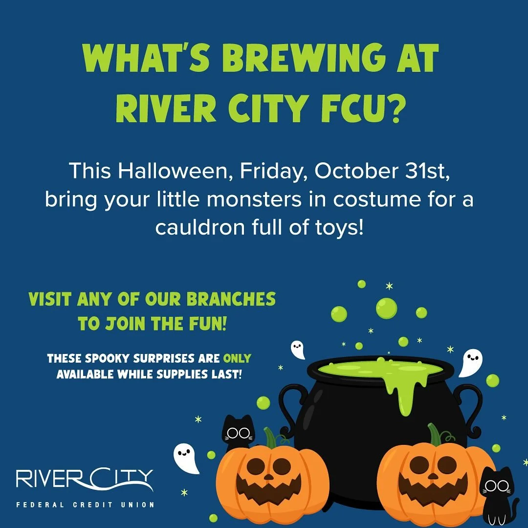 Something fun is brewing! 🎃 
On Friday, October 31st, kids who visit any of our branches in costume will receive a cauldron full of toys!
Don&rsquo;t miss out &mdash; it&rsquo;s all treats and no tricks!
Visit any branch to participate &mdash; while