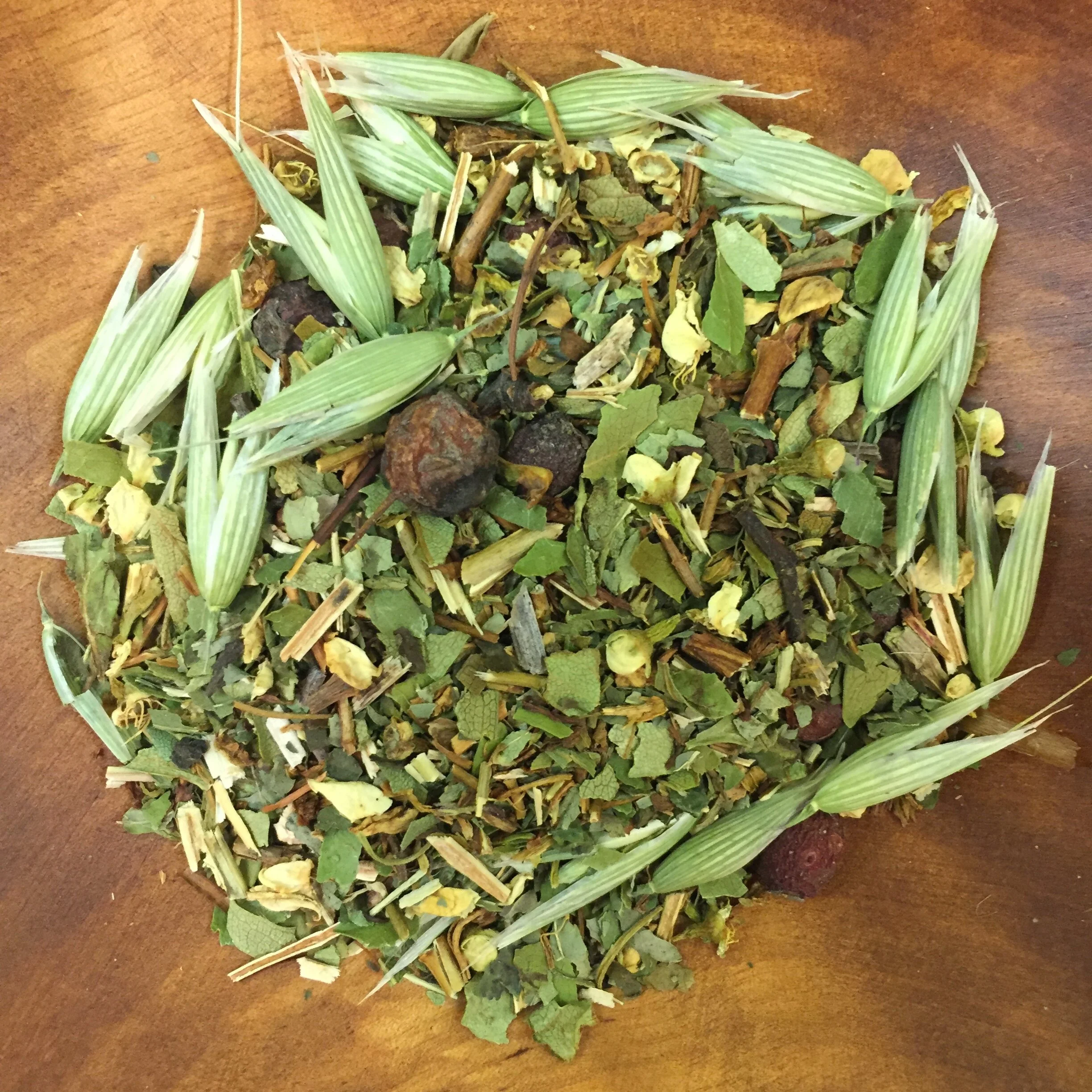 herbal tea blend with milky oats, hawthorn berries and other herbs