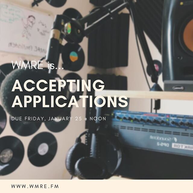 We&rsquo;re accepting applications for new DJs!! Visit our website @ WMRE.fm to apply &gt;&gt;&gt;