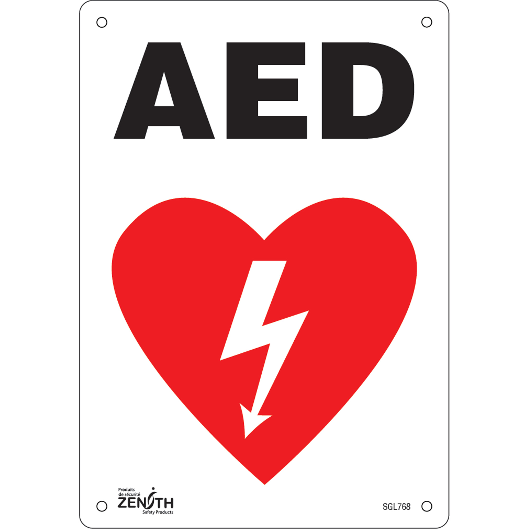 AED" Sign, 10" x 7", Plastic, English with Pictogram — Hightower Safety ...