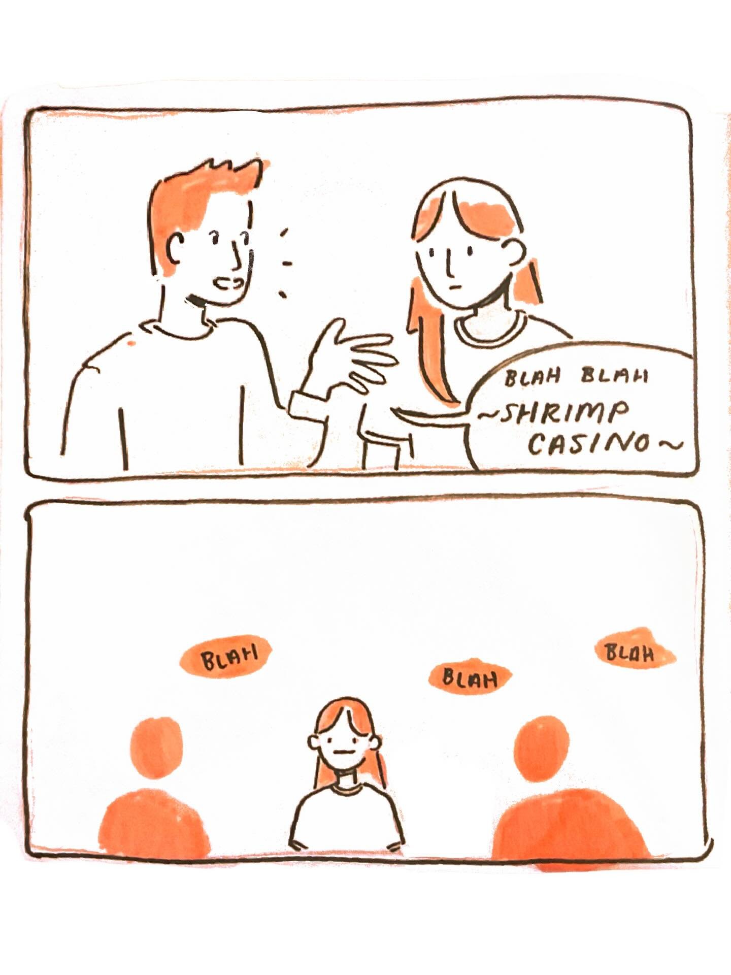 Do you know what shrimp casino is?? Cause I didn&rsquo;t 😔🦐

Also tell me what your favorite shrimp joke is cause I was 🦐struggling🦐

#comics #shrimp #illustration