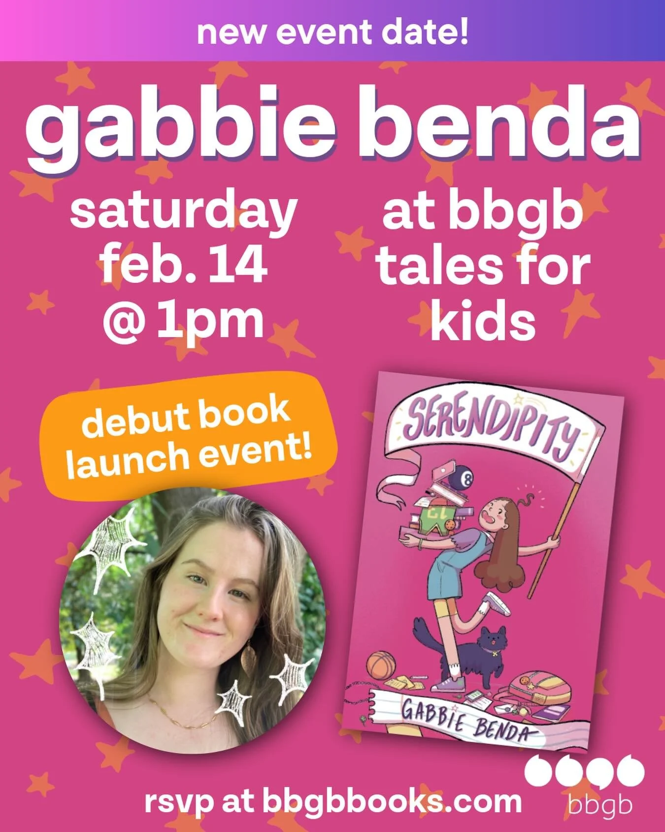 Hi everyone, unfortunately we&rsquo;ve decided to postpone our Serendipity event @bbgbbooks this weekend. Our new date is Saturday Feb 14th at 1pm!

I&rsquo;d love to see you there, hopefully with less snow and ice everywhere !! If you&rsquo;re plann