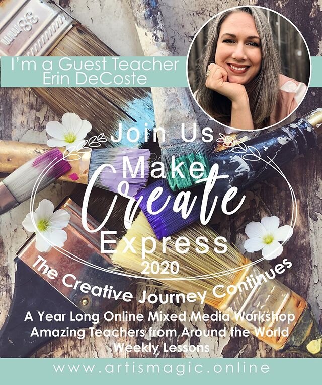 SO excited to announce that I will be a guest artist on this year&rsquo;s #makecreateexpress workshop! 
What is Make Create Express you ask? Well... it&rsquo;s a year long creative adventure filled with weekly lessons taught by 26 different artists f