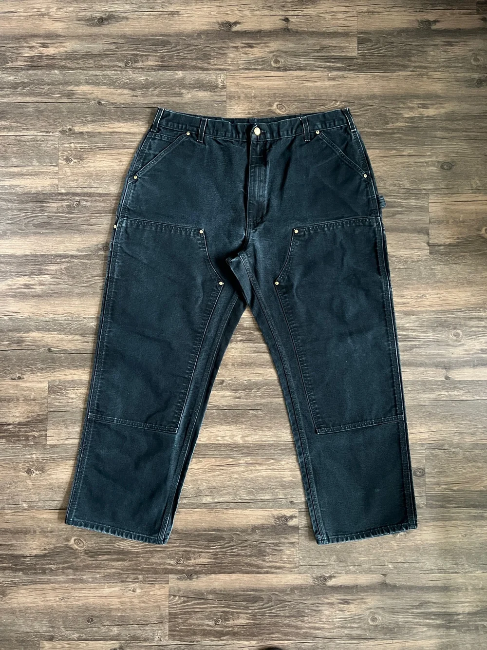USA Made Black Carhartt Double Knee Carpenter Pants - 40x30