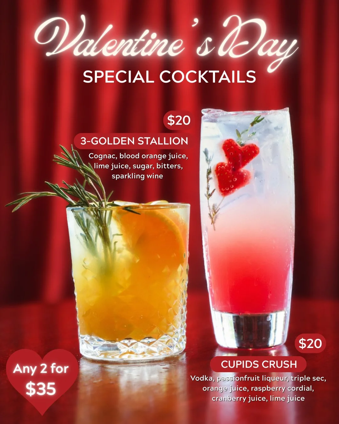 🌹Valentine&rsquo;s Day with our special cocktails&mdash;sweet, bold, crafted for love-filled nights and perfect moments.🥂