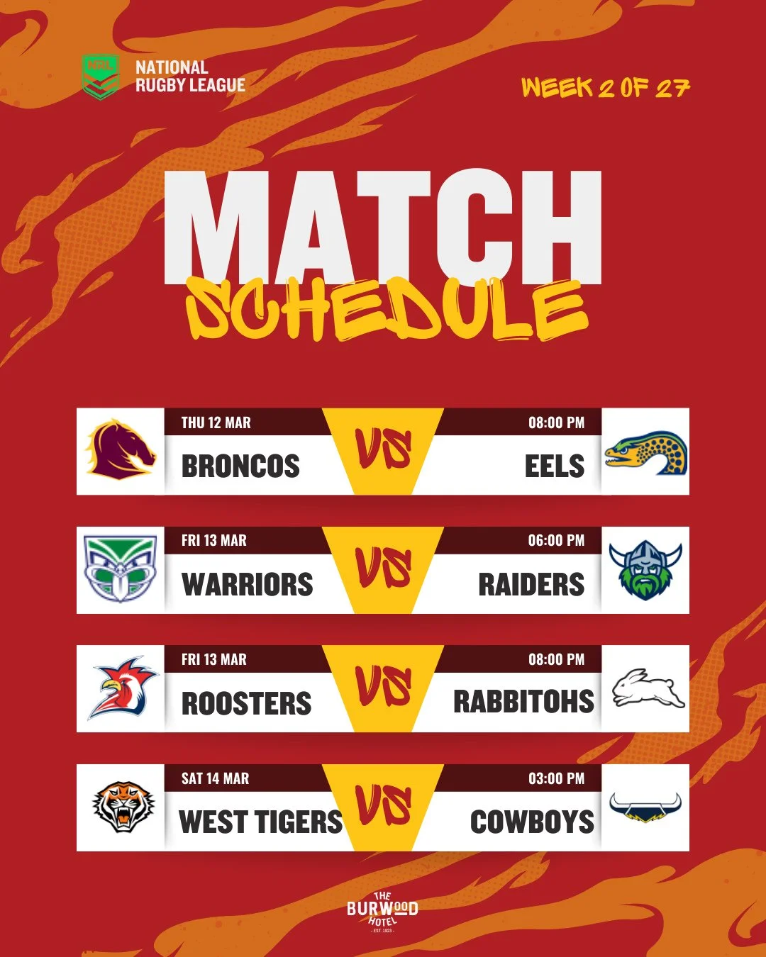 Footy, beers, mates.⁠
NRL live at TBH from Thursday to Sunday. 🏉🍻