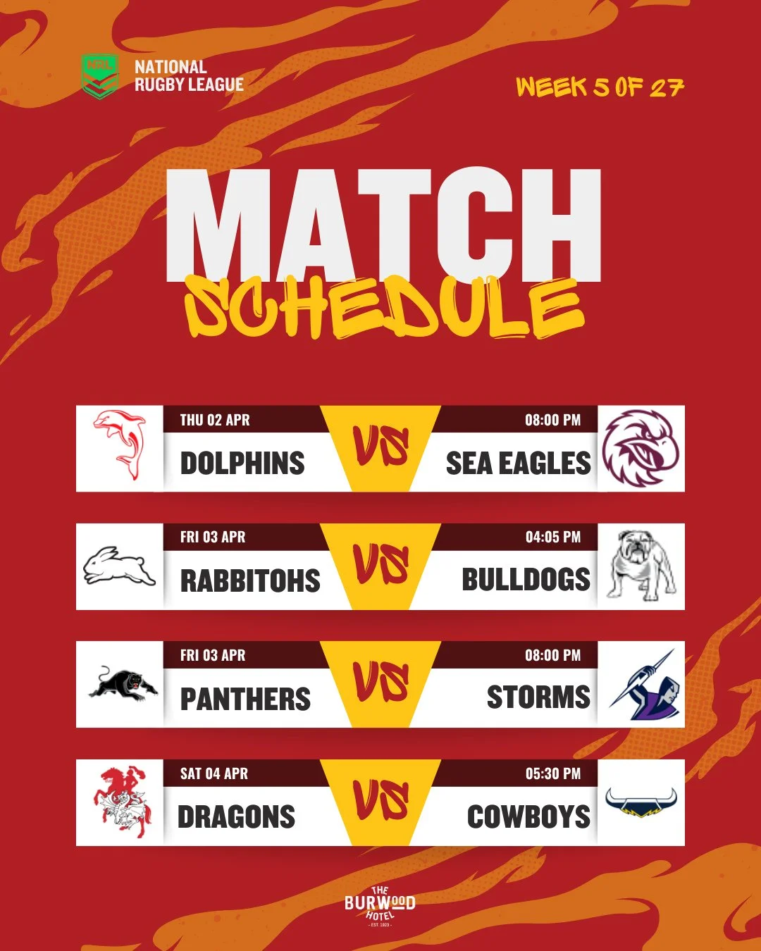 Easter long weekend plans.⁠
NRL on the screens from Thu to Mon at TBH. 🏉🍻