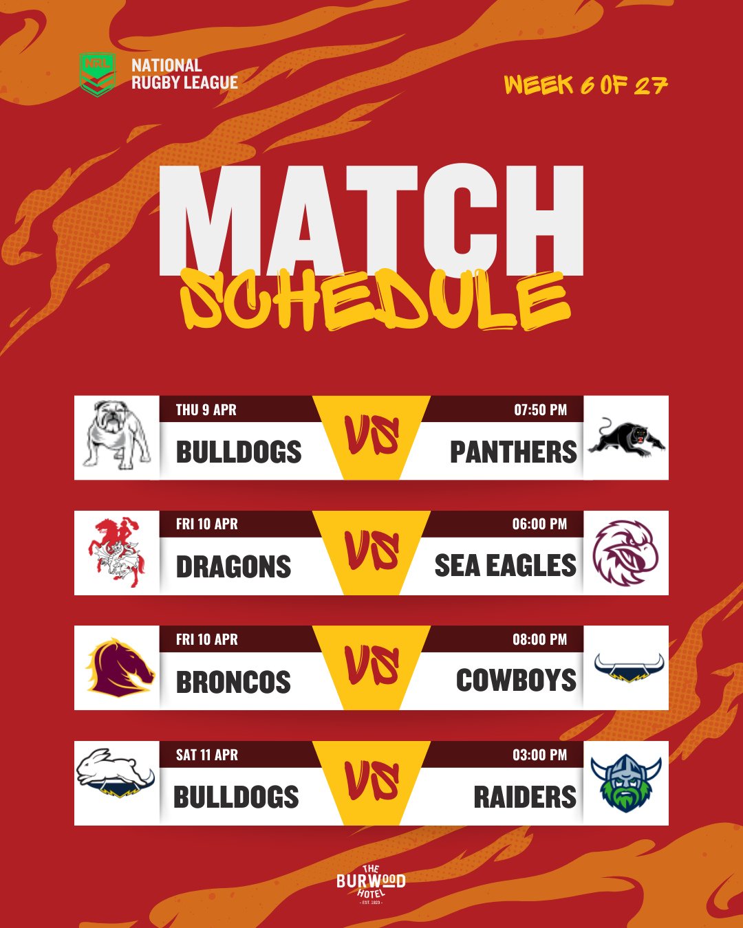 NRL on the screens all weekend.⁠
Thursday to Sunday at TBH. 🏉🍺⁠