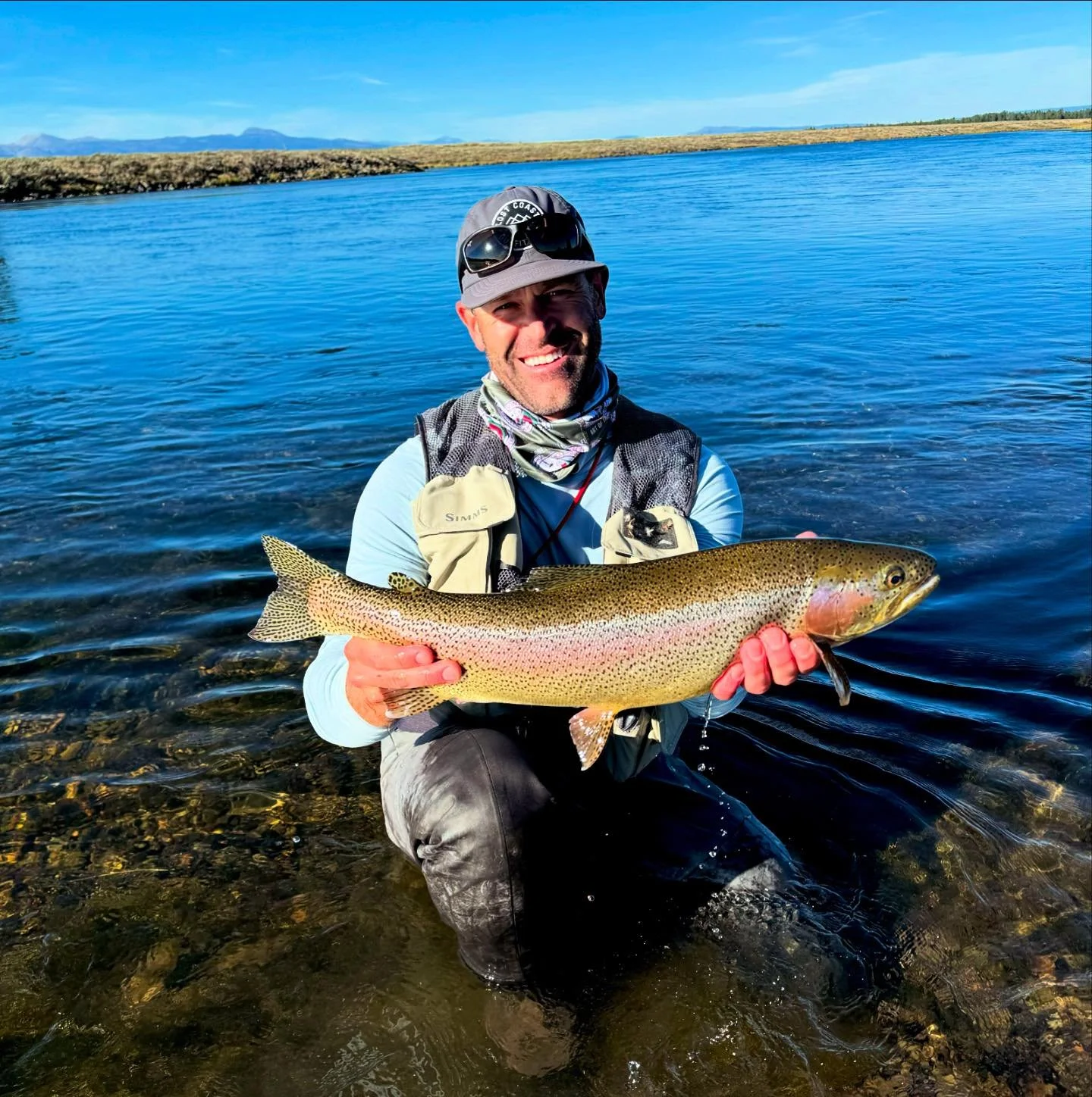 Lucky day or decades of persistence? Dan Kappes, former Lodge employee and guide, landed a career Henry&rsquo;s Fork rainbow&mdash;25 inches, fat, and in stunning condition&mdash;only 1/4 mile upstream from the lodge.