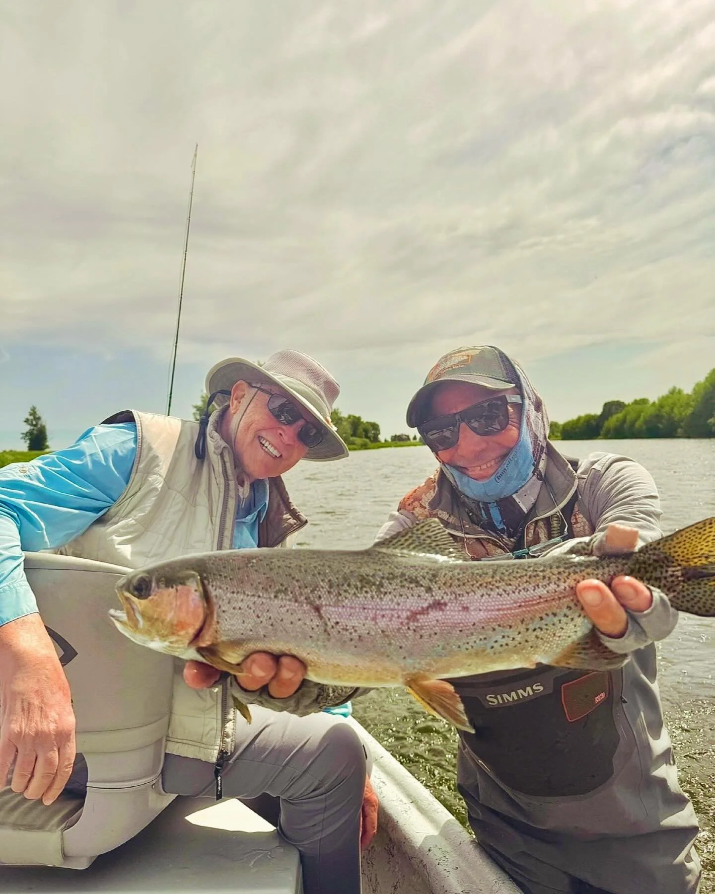 Rich Thompson and Smitty are all smiles on the Henry&rsquo;s Fork! We were thrilled to welcome Rich&mdash;along with his sons, grandkids, and soon-to-be grandson-in-law&mdash;for his 17th stay at the Lodge. A true multi-generational tradition in one 