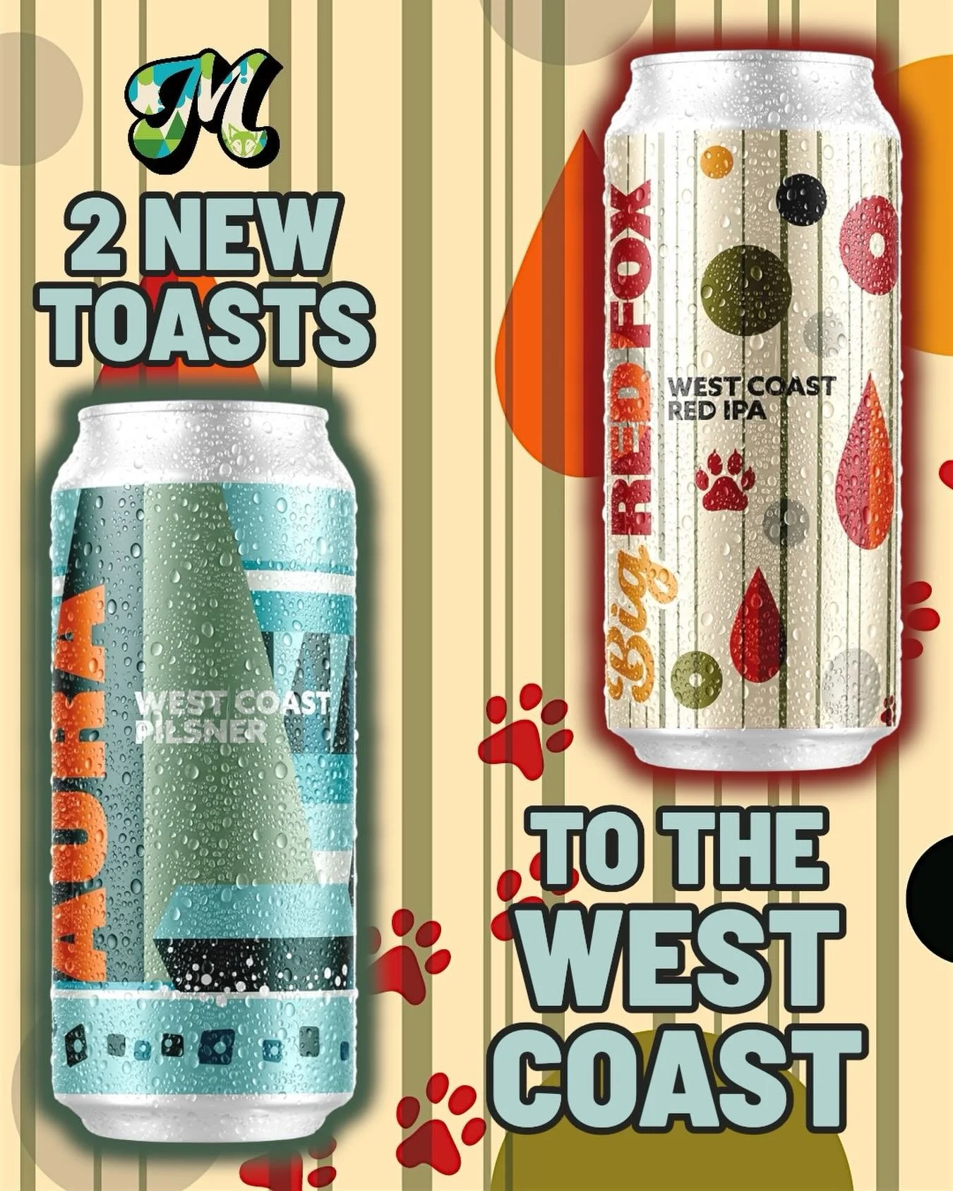 TWO TOASTS TO THE WEST COAST

Two new West Coast-centric brews coming your way soon from the crew down on Main St.:

𝗔𝗨𝗥𝗔 𝗪𝗲𝘀𝘁 𝗖𝗼𝗮𝘀𝘁 𝗣𝗶𝗹𝘀𝗻𝗲𝗿
𝟰𝟳𝟯 𝗺𝗟 𝗰𝗮𝗻 𝗳𝗼𝗿𝗺𝗮𝘁 𝗮𝗻𝗱 𝗼𝗻 𝗱𝗿𝗮𝘂𝗴𝗵𝘁
𝙴𝚚𝚞𝚊𝚕 𝚙𝚊𝚛𝚝𝚜 𝚌𝚛𝚒𝚜