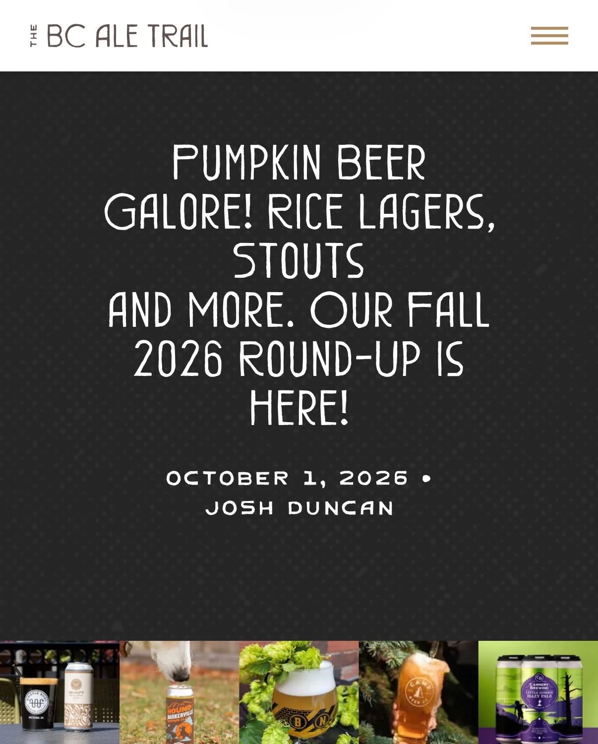 CHEERS TO FALL BEERS

And to Josh @josh10duncan for including two of our new Dark Beer delights &mdash; Tunnerman&rsquo;s Westminster Brown and Oatmeal Stout &mdash; in his recent Fall Beer Roundup for the @bcaletrail 

Check out the full story at th