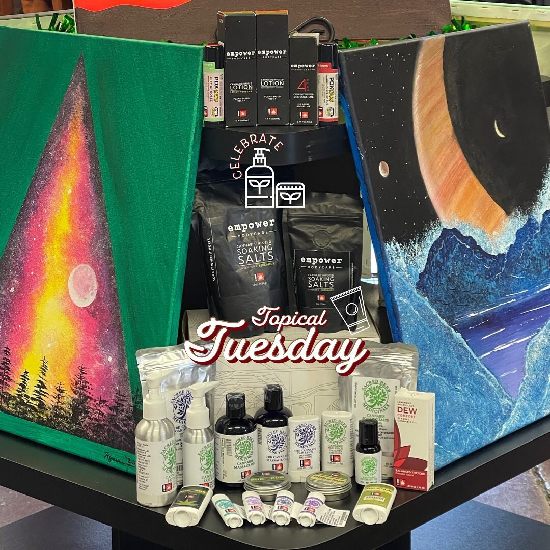 On this #topicaltuesday we wanted to highlight our favorite lines here at Moonbeam Budz! Whether you are looking to treat aches and pains or for something to send your sensual time with your partner out of this galaxy, we have a topical for you! Stop