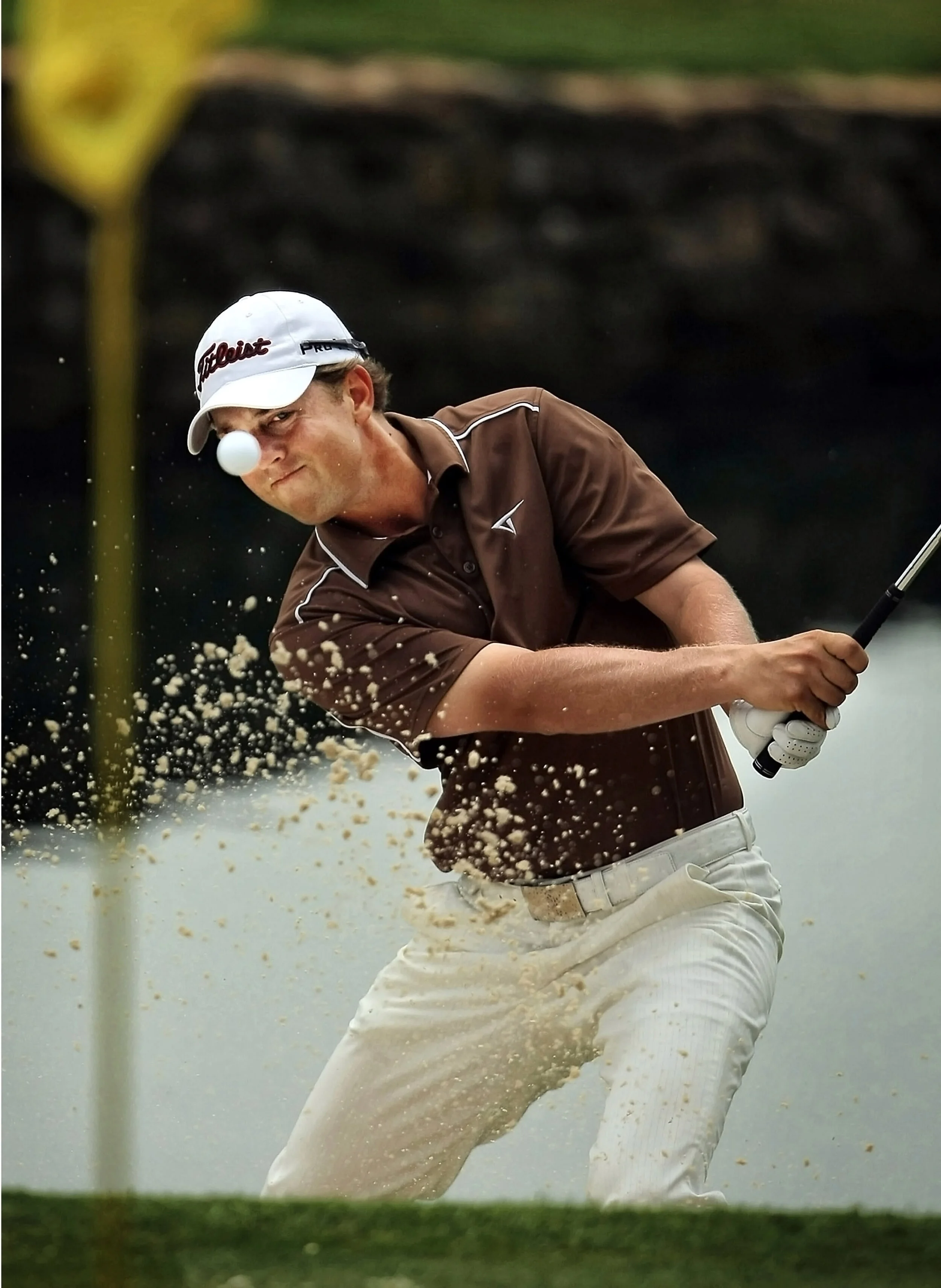  Bryce Molder chips out of the sand on hole 4 during the final round at the St. Jude Classic Sunday afternoon at Southwind. 