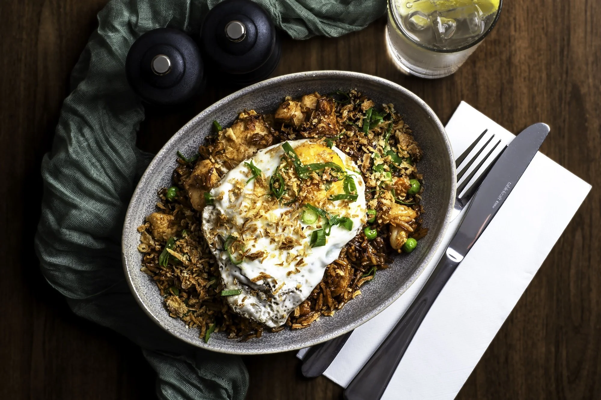 Nasi Goreng with chicken, prawns, fried rice and a fried egg at The North Star Hotel.