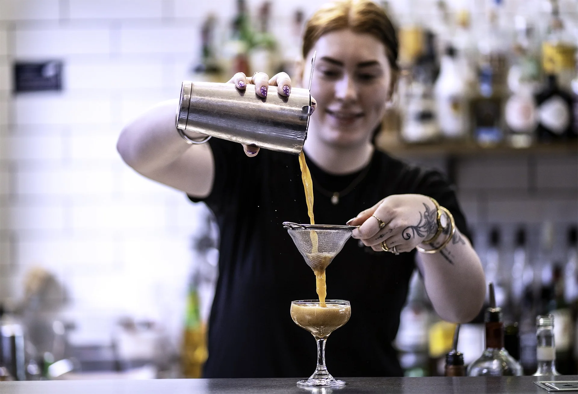 Espresso Martini being prepared behind the bar at The North Star Hotel.
