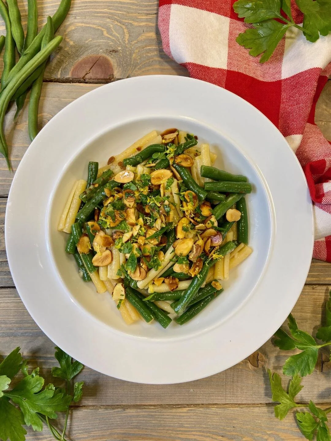 Pasta with Green Beans and Almond Gremolata — The Truffled Life