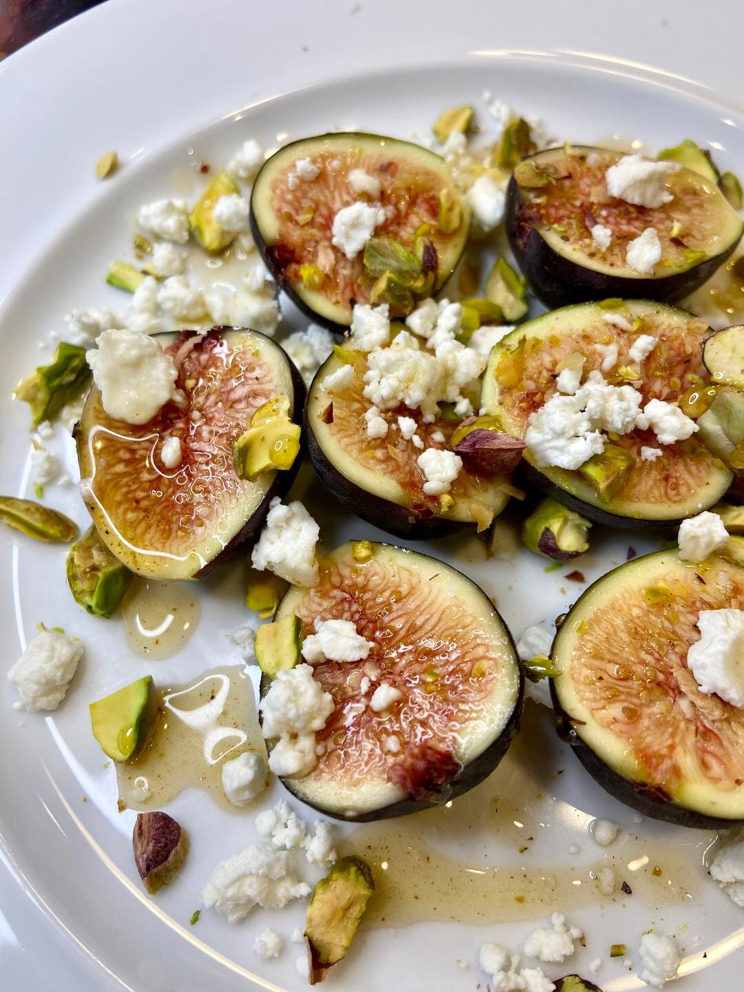 Figs with Pistachios, Goat Cheese, and Brown Butter Truffle Honey — The
