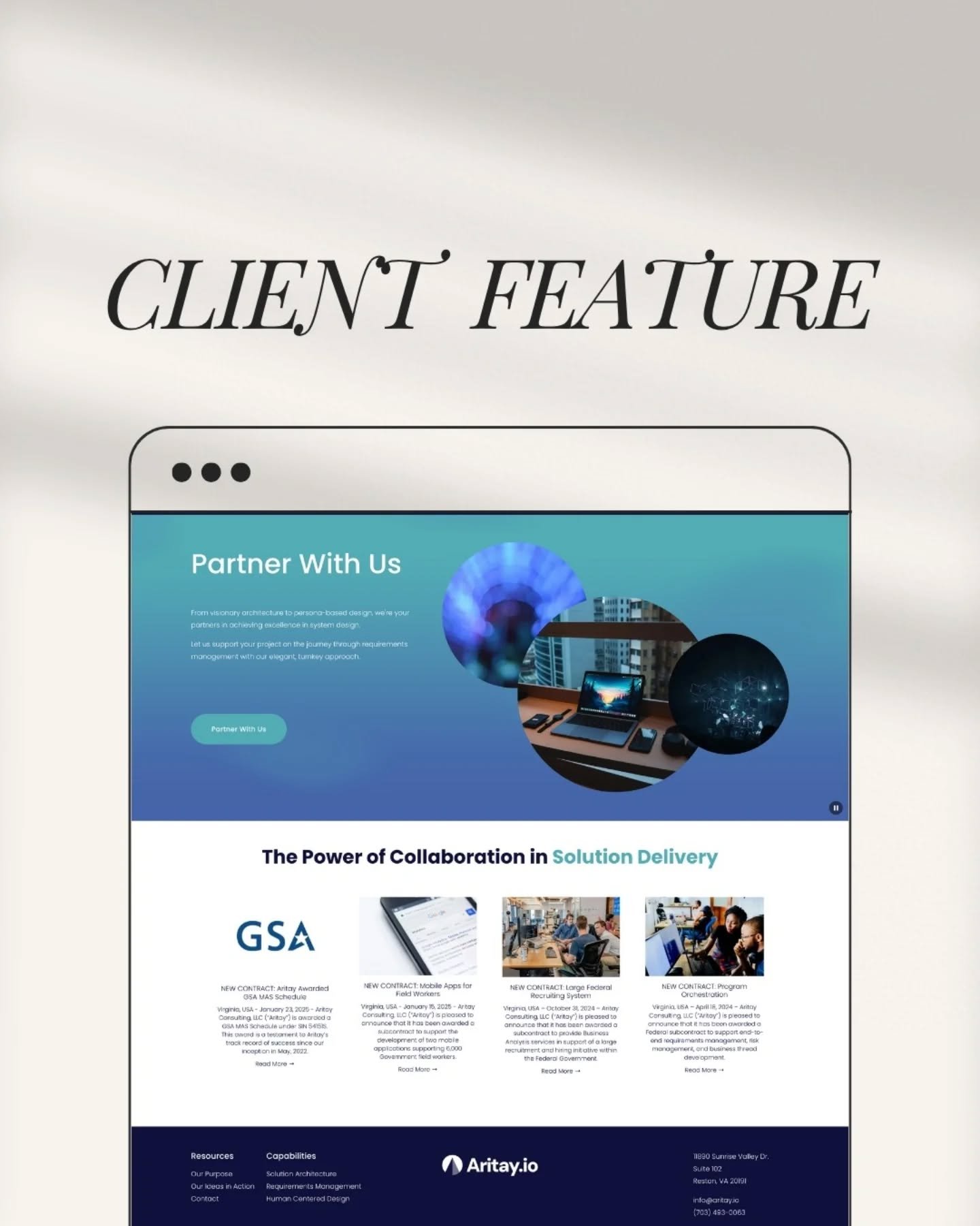 ✨ Launch Spotlight: Aritay.io ✨
Aritay Consulting is a forward-thinking venture redefining how federal IT programs move from vision to design in an agile world &mdash; and they needed a website to match that innovation.

Our goal was to bring clarity