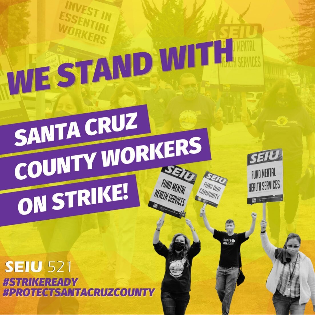We support the Santa Cruz strike and believe Social Workers, Public Health Nurses, Mental Health Specialists, Administrative Staff must have the resources they need to deliver critical community benefits and services. Share this post and tag: @seiu52