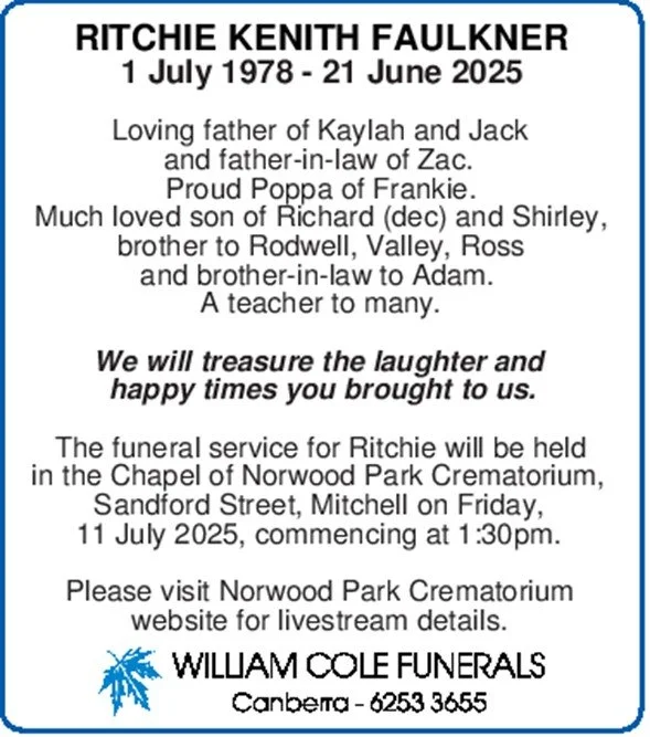 Ritchie Faulkner — William Cole Funerals | Excellence in Funeral Service