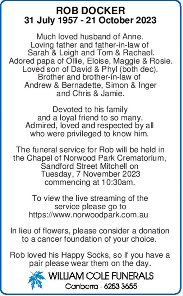 Robert ‘Rob’ Docker — William Cole Funerals Excellence in Funeral Service
