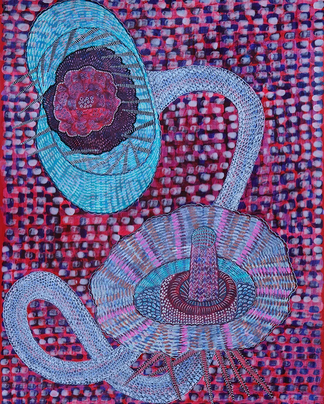 Some Mondays feel kind of squirmy so here&rsquo;s a pairing of my painting about energy channels. Ida and Pingala Nadis and detail shots of it&rsquo;s sculptural form. It&rsquo;s my interpretation of the energy pathways in the body from traditional I